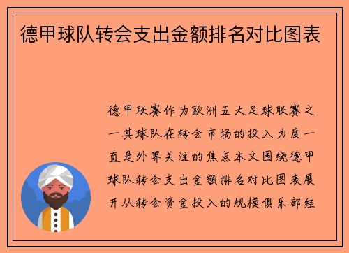 德甲球队转会支出金额排名对比图表